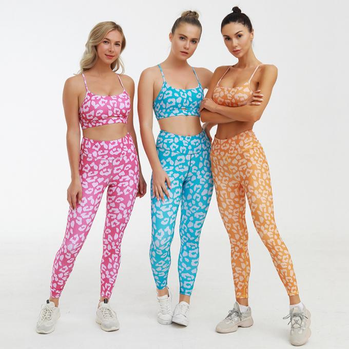 Équipement de la séance d'entraînement de Logo Women fait sur commande guêtres sans couture de yoga de 2 morceaux avec les vêtements sexy de forme physique de gymnase de soutien-gorge de sports