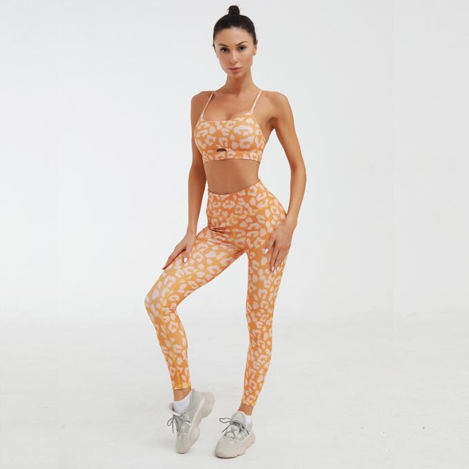 Équipement de la séance d'entraînement de Logo Women fait sur commande guêtres sans couture de yoga de 2 morceaux avec les vêtements sexy de forme physique de gymnase de soutien-gorge de sports