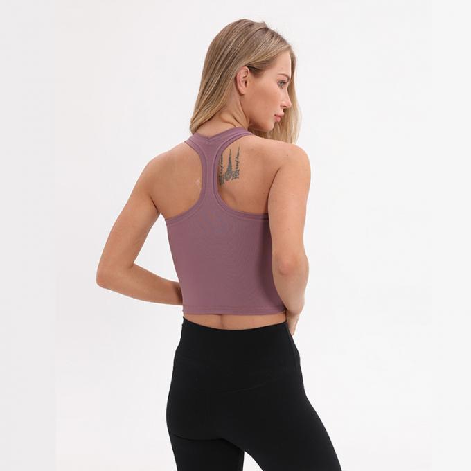 Dessus de réservoir blanc capitonné sans fil de culture de réservoir de soutien moyen de soutien-gorge de sports de l'aplet des femmes en gros de femmes faites sur commande de dessus