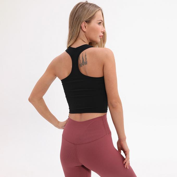 Dessus de réservoir blanc capitonné sans fil de culture de réservoir de soutien moyen de soutien-gorge de sports de l'aplet des femmes en gros de femmes faites sur commande de dessus