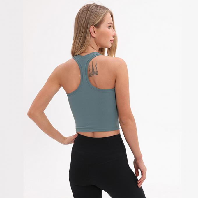Dessus de réservoir blanc capitonné sans fil de culture de réservoir de soutien moyen de soutien-gorge de sports de l'aplet des femmes en gros de femmes faites sur commande de dessus