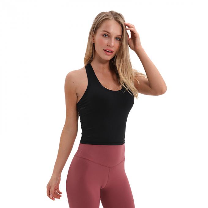 Dessus de réservoir blanc capitonné sans fil de culture de réservoir de soutien moyen de soutien-gorge de sports de l'aplet des femmes en gros de femmes faites sur commande de dessus