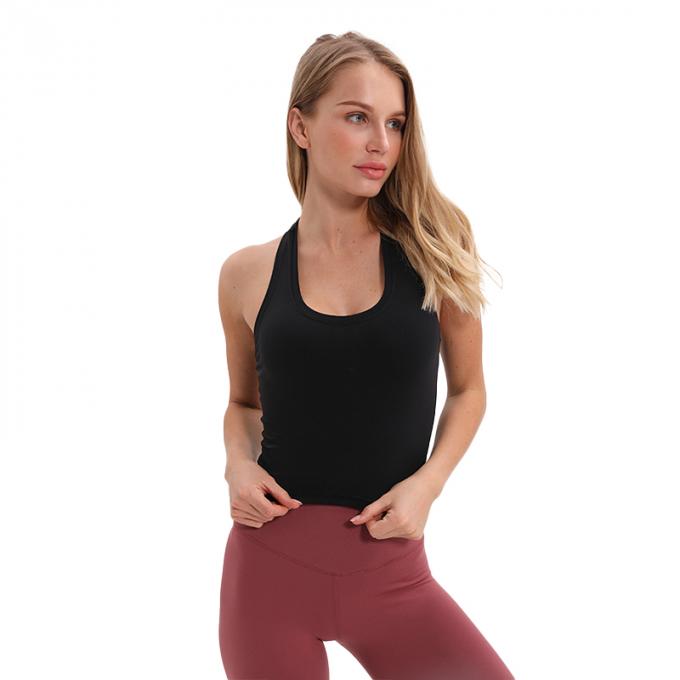 Dessus de réservoir blanc capitonné sans fil de culture de réservoir de soutien moyen de soutien-gorge de sports de l'aplet des femmes en gros de femmes faites sur commande de dessus