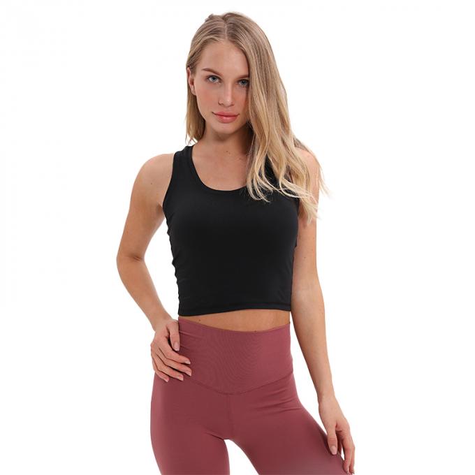 Dessus de réservoir blanc capitonné sans fil de culture de réservoir de soutien moyen de soutien-gorge de sports de l'aplet des femmes en gros de femmes faites sur commande de dessus