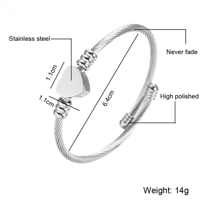 Montres en forme de coeur en acier de bracelet de mode de Rose Gold Plated Bangle Ladies de bracelet de titane de câble