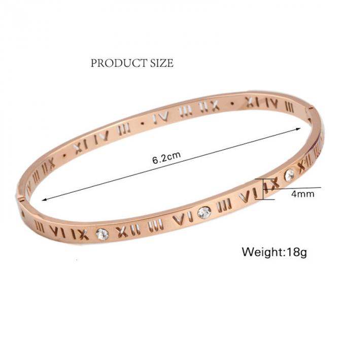 L'or de mode a plaqué les bracelets et le Ring Roman Number Bangle de dames de bracelet d'acier inoxydable