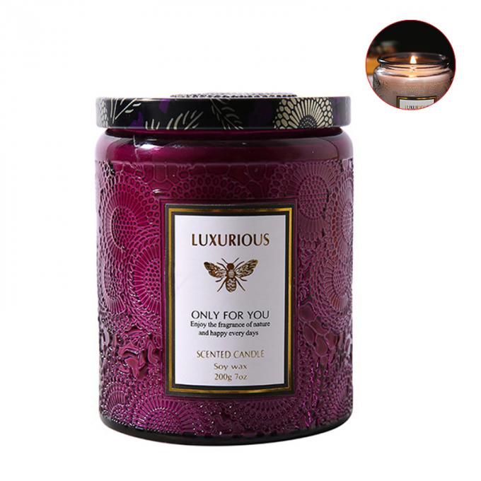 La marque de distributeur chaude de cire de soja d'Amber Glass Jar Candles Scented flairée par bougies adaptée aux besoins du client par Saling en bois de cire a flairé le luxe de bougies