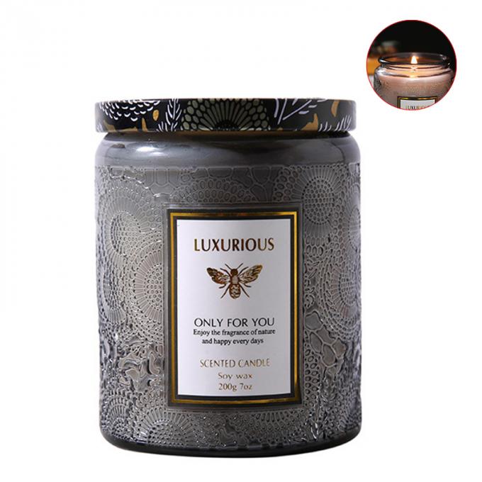 La marque de distributeur chaude de cire de soja d'Amber Glass Jar Candles Scented flairée par bougies adaptée aux besoins du client par Saling en bois de cire a flairé le luxe de bougies