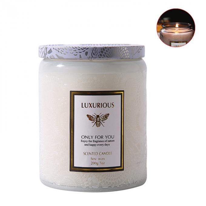 Saling chaud a adapté des bougies aux besoins du client a flairé le bois Amber Glass Jar Candles Scented de cire que la marque de distributeur de cire de soja a flairé le luxe de bougies