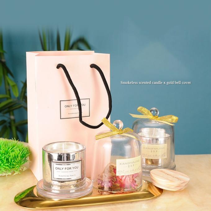 L'huile essentielle de luxe bleue en verre durable sans fumée qui respecte l'environnement de Bell de vent a flairé des bougies dans le pot en verre