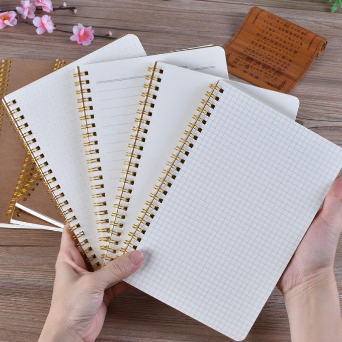 Le trellis fait sur commande réutilisé en gros de livre à couverture dure a rayé le carnet en spirale d'Offic A5 Papier d'emballage de blanc