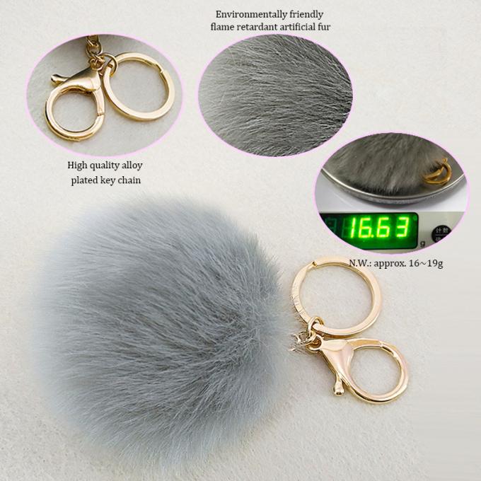Chaîne principale rose Accessori de Faux de lapin de fourrure de boule de voiture de Pom Pom Key Ring Handbag Pendant de charme mignon en gros de bourse