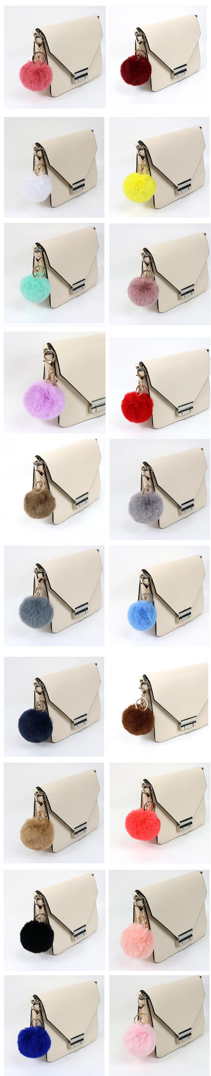 Chaîne principale rose Accessori de Faux de lapin de fourrure de boule de voiture de Pom Pom Key Ring Handbag Pendant de charme mignon en gros de bourse