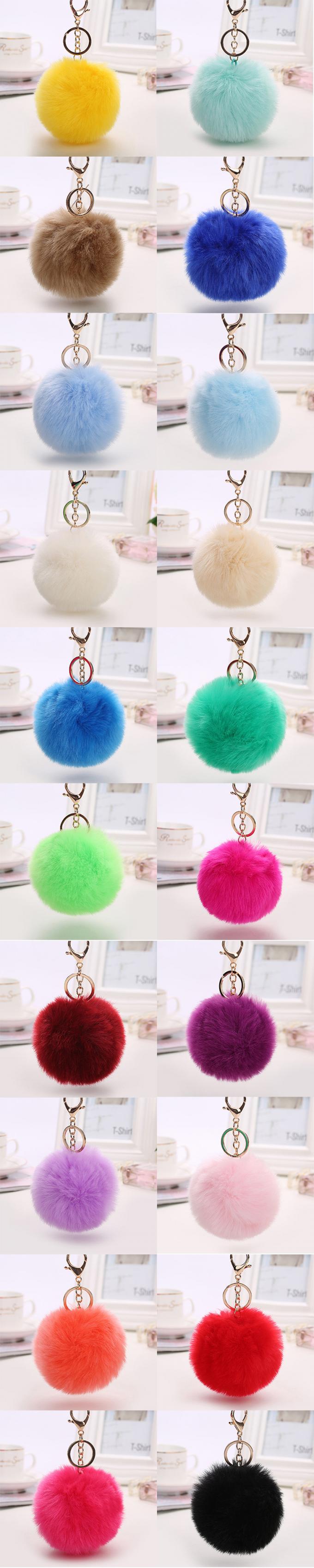 Chaîne principale rose Accessori de Faux de lapin de fourrure de boule de voiture de Pom Pom Key Ring Handbag Pendant de charme mignon en gros de bourse