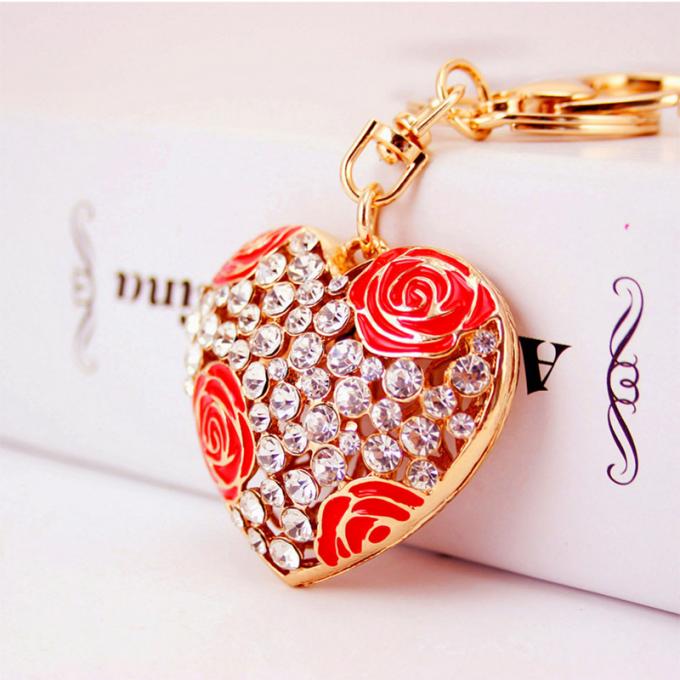 Les dames Diamant-cloutées créatives parfument le métal femelle Crystal Keychain de fausse pierre d'accessoires de sac de chaîne principale de bouteille