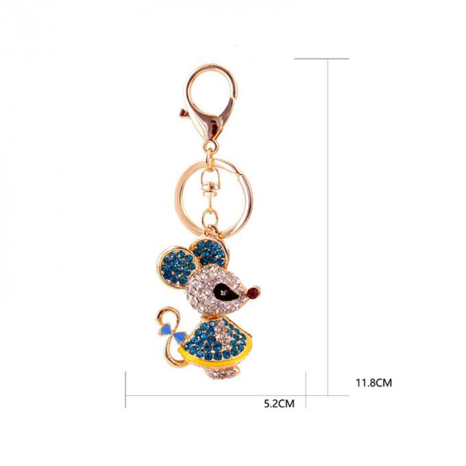 Année du pendant mignon en métal de Diamond Mouse Car Keychain Animal de cadeau de rat en gros parmi nous chaîne principale de fausse pierre