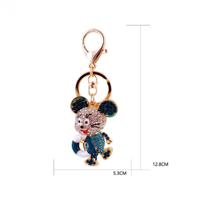 Année du pendant mignon en métal de Diamond Mouse Car Keychain Animal de cadeau de rat en gros parmi nous chaîne principale de fausse pierre