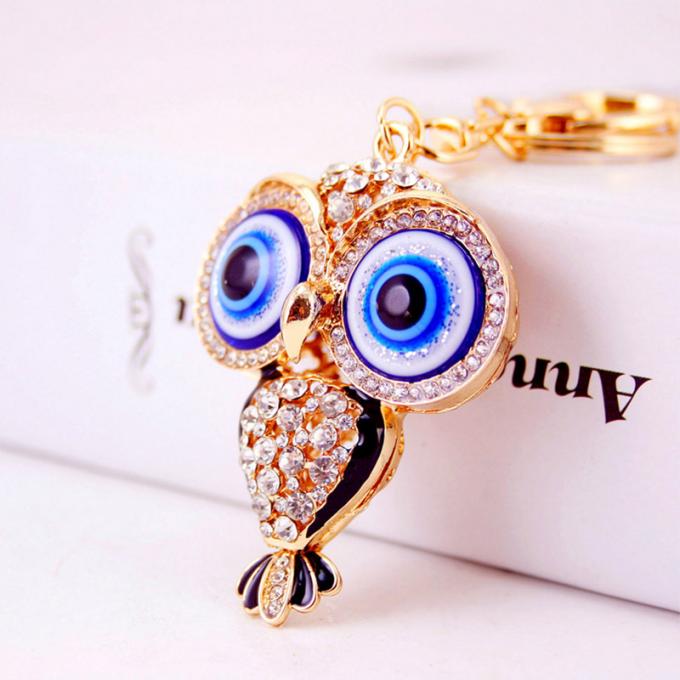 Chaîne principale mignonne animale de voiture en métal de voiture de bracelet de Diamond Owl Car Female Bag Accessories de chaîne principale de concepteurs