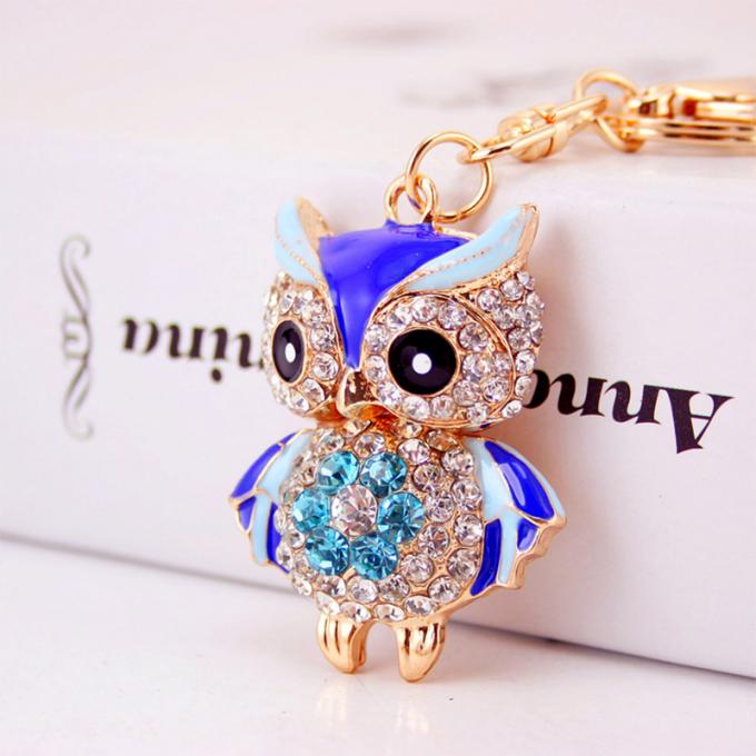 Chaîne principale mignonne animale de voiture en métal de voiture de bracelet de Diamond Owl Car Female Bag Accessories de chaîne principale de concepteurs