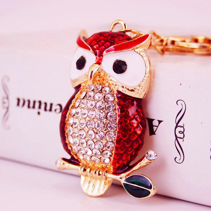 Chaîne principale mignonne animale de voiture en métal de voiture de bracelet de Diamond Owl Car Female Bag Accessories de chaîne principale de concepteurs