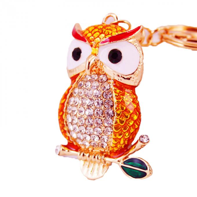 Chaîne principale mignonne animale de voiture en métal de voiture de bracelet de Diamond Owl Car Female Bag Accessories de chaîne principale de concepteurs