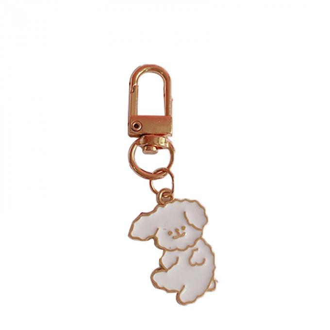 Le sac pendant de lapin de chaîne principale petit en métal en gros de fleur ornemente la bande dessinée mignonne Keychains d'accessoires pour des femmes