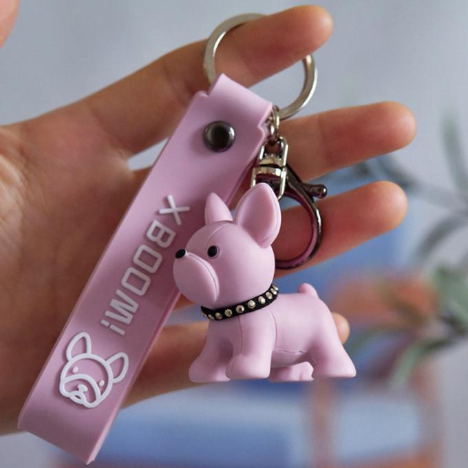 Chaîne principale faite sur commande de bouledogues français d'unité centrale de Pit Bull Car Key Ring de résine créative en gros de cadeau
