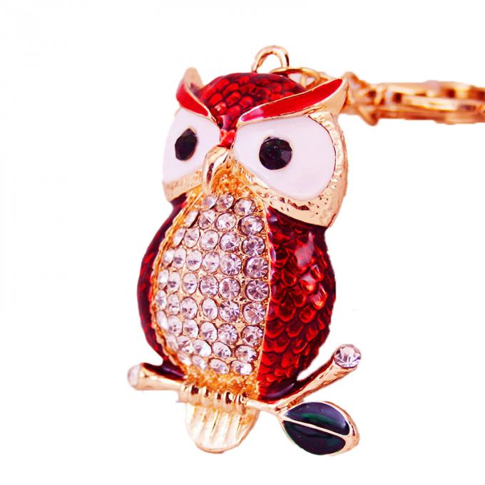 Accessoires en gros de Ring Metal Pendant Women Bag de clé de voiture de Diamond Crystal Owl Keyhains en cristal pour des cadeaux