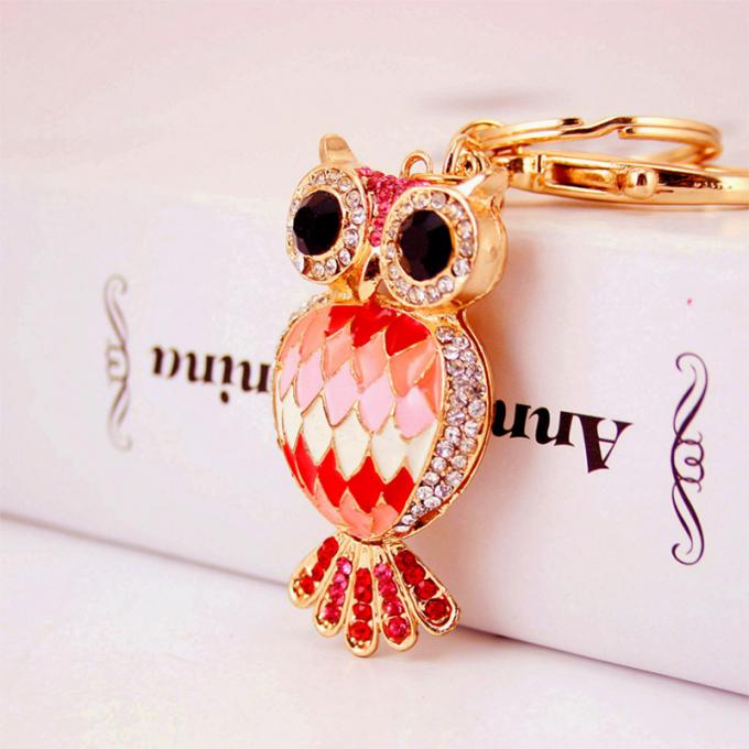 Accessoires en gros de Ring Metal Pendant Women Bag de clé de voiture de Diamond Crystal Owl Keyhains en cristal pour des cadeaux