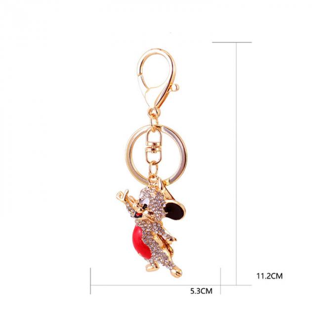 Les femmes pendantes en métal en gros de Diamond Crystal Mouse Car Key Ring mettent en sac les accessoires Keyhains en cristal pour des cadeaux