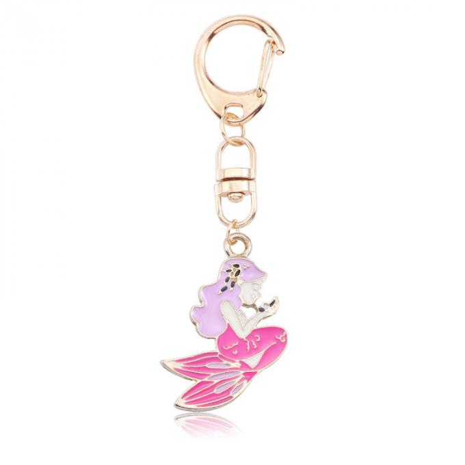 Les femmes pendantes en métal en gros de Diamond Crystal Mermaids Car Key Ring mettent en sac les accessoires Keyhains en cristal pour des cadeaux