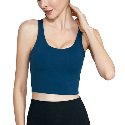 Solid Longline Medium Impact Sports Bra OEM Available Crossback Shockproof