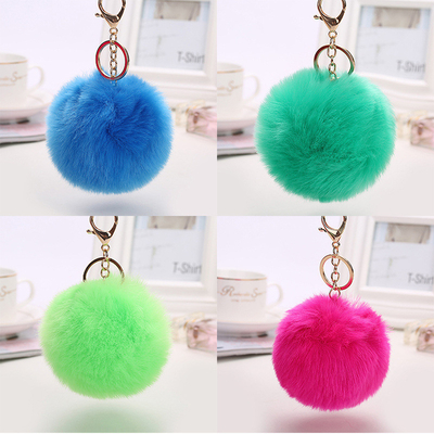 Faux Big Fluffy Pom Pom Keyring 20g Weight Multicolor 4.7in Tall