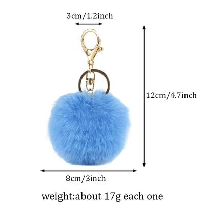 Faux Big Fluffy Pom Pom Keyring 20g Weight Multicolor 4.7in Tall