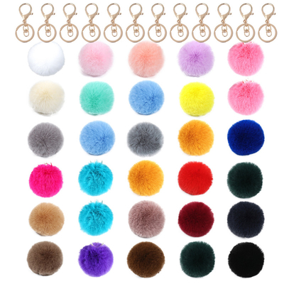 Faux Big Fluffy Pom Pom Keyring 20g Weight Multicolor 4.7in Tall