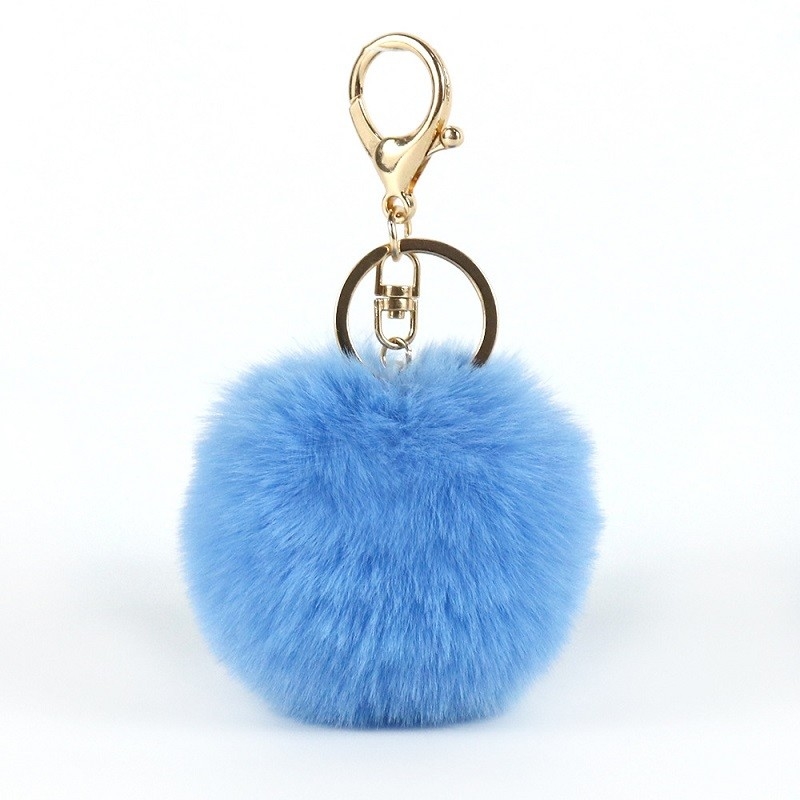 Faux Big Fluffy Pom Pom Keyring 20g Weight Multicolor 4.7in Tall
